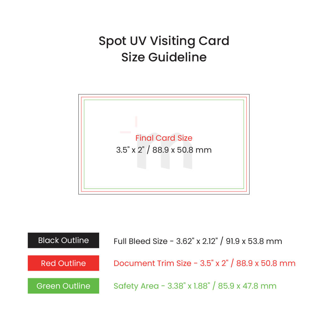 Spot UV Visiting Card Size Guide